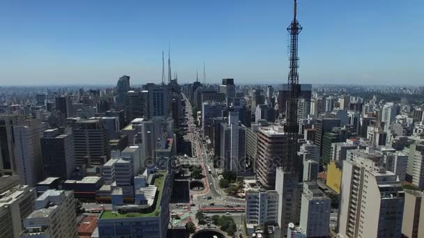 Αεροφωτογραφία του Paulista Avenue, Σάο Πάολο, Βραζιλία — Αρχείο Βίντεο