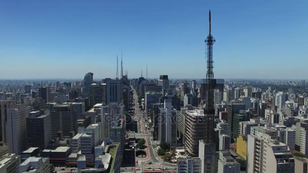 Vista Aérea da Avenida Paulista, São Paulo, Brasil — Vídeo de Stock