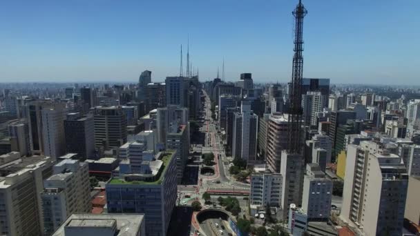 A légi felvétel a Paulista Avenue, Sao Paulo, Brazília — Stock videók