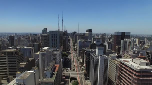 Letecký pohled na Paulista Avenue, Sao Paulo, Brazílie — Stock video