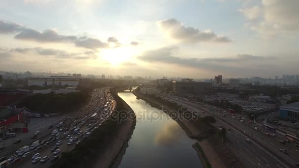 Aerial View of Marginal Tiete, Sao Paulo, Brazil — Stock Video