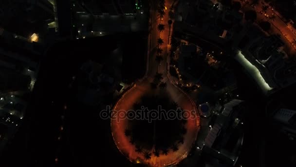 Ar de Ruas Luzes e Roundabout por Drone — Vídeo de Stock