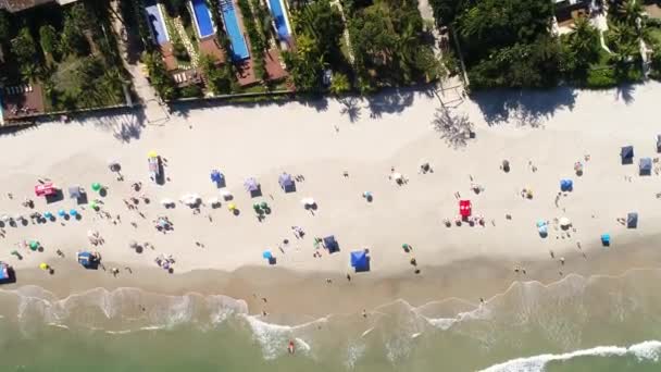 Flygfoto över Juquehy Beach, Sao Paulo, Brasilien — Stockvideo