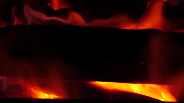 Charcoal and flame in the barbecue grill — Stock Video