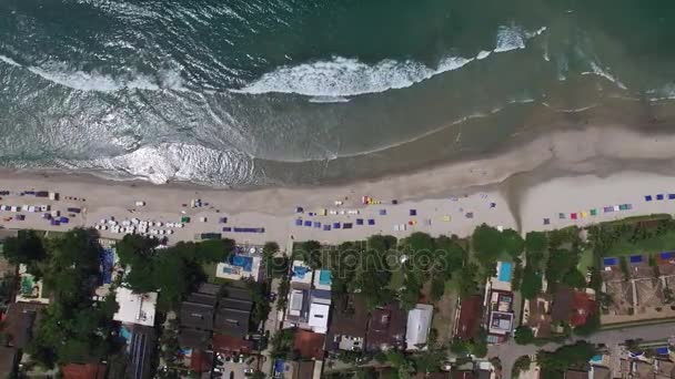Widok z góry Juquehy Beach, Sao Paulo, Brazylia — Wideo stockowe
