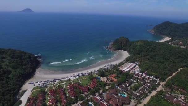 Aerial View of Praia do Engenho, Sao Sebastiao, Sao Paulo, Brazil — Stock Video