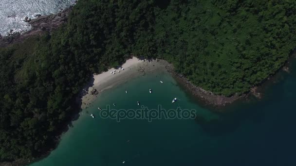 Top View of a Paradise Island in Sao Sebastiao, Brazil — Stock Video