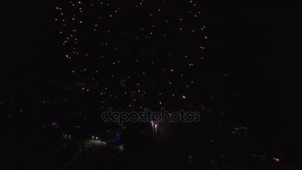 Aerial View of Fireworks in Sao Paulo, Brazilian — Stock Video