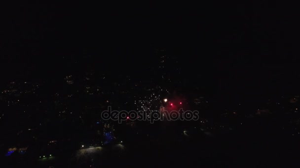 Vista aérea de fuegos artificiales en Sao Paulo, Brasil — Vídeo de stock