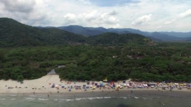 Barra havadan görünümü yapmak Sahy, Sao Sebastiao, Sao Paulo, Brezilya