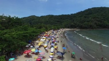 Barra havadan görünümü yapmak Sahy, Sao Sebastiao, Sao Paulo, Brezilya