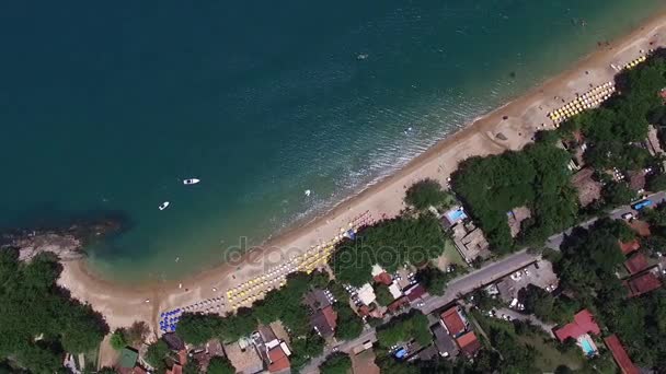 Top View Praia do Curral (Curral Beach) w Ilhabela, Sao Paulo, Brazylia — Wideo stockowe