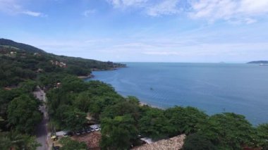 Praia havadan görünümü yapmak Curral (Curral Beach) Ilhabela, Sao Paulo, Brezilya