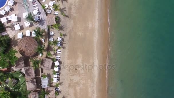 Bovenste weergave van Praia do Curral (Curral Beach) in Ilhabela, Sao Paulo, Brazilië — Stockvideo