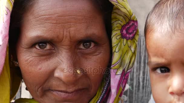 Indian Mum with her son — Stock Video