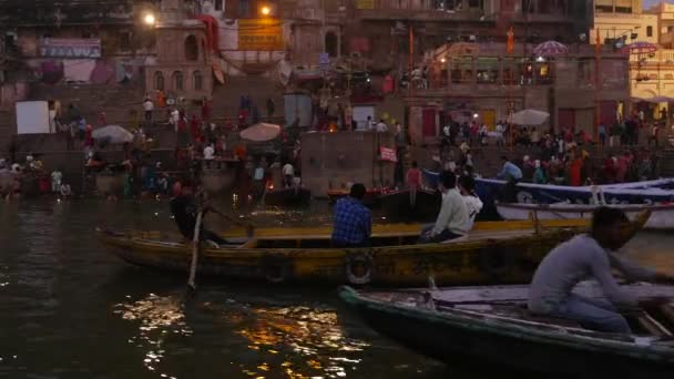 VARANASI, INDIA - CIRCA NOVEMBER 2016: Ganges River, Varanasi, India — Stock Video