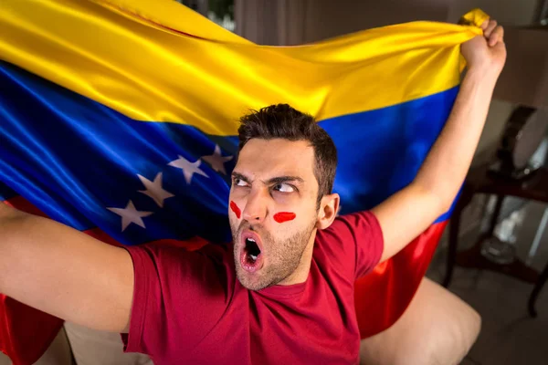 Venezuelan Guy Waving Venezuela Flag