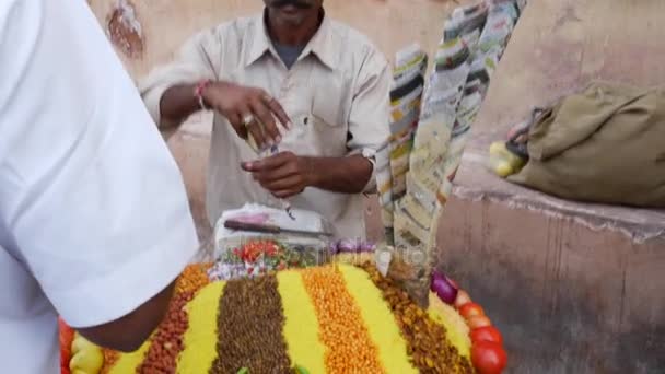 Jaipur, India - Circa November 2016: Gatuförsäljare i Jaipur, India — Stockvideo