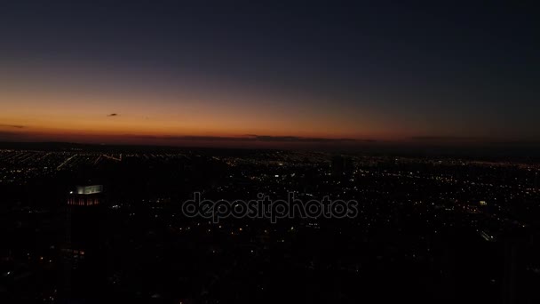 Sunset behind City Skyline - Silhouettes — Stock Video