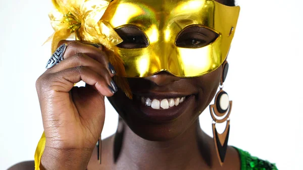 Brazilian Young Black Woman Celebrating Carnaval — Stock Photo, Image