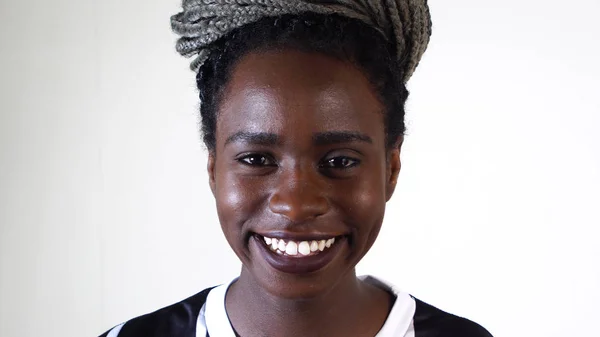 Portrait of Fashionable Young Black Woman on white background — Stock Photo, Image