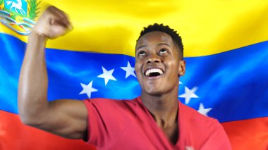 Venezuela bayrak ile Venezuela'lı adam
