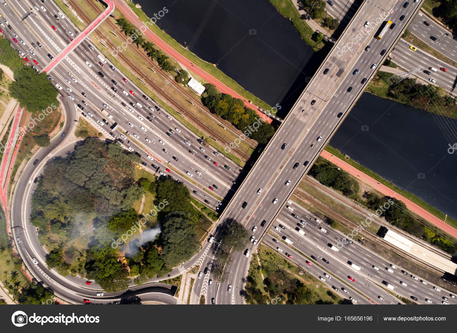 Top View of Marginal Pinheiros in Sao Paulo, Brazil — Stock Photo © gustavofrazao 165656196
