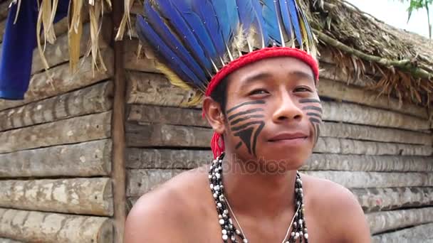 Ureinwohner Brasiliens (indio) ein indigener Stamm in Brasilien — Stockvideo