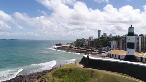Luchtfoto uitzicht van Farrol-da Barra in Salvador, Bahia, Brazilië — Stockvideo