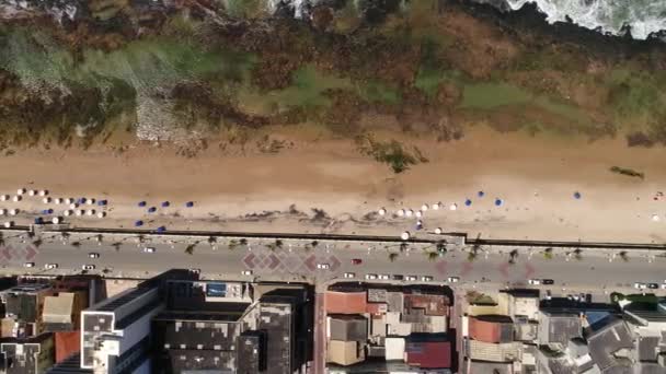 Widok z góry plaży Barra w Salvador, Bahia, Brazylia — Wideo stockowe