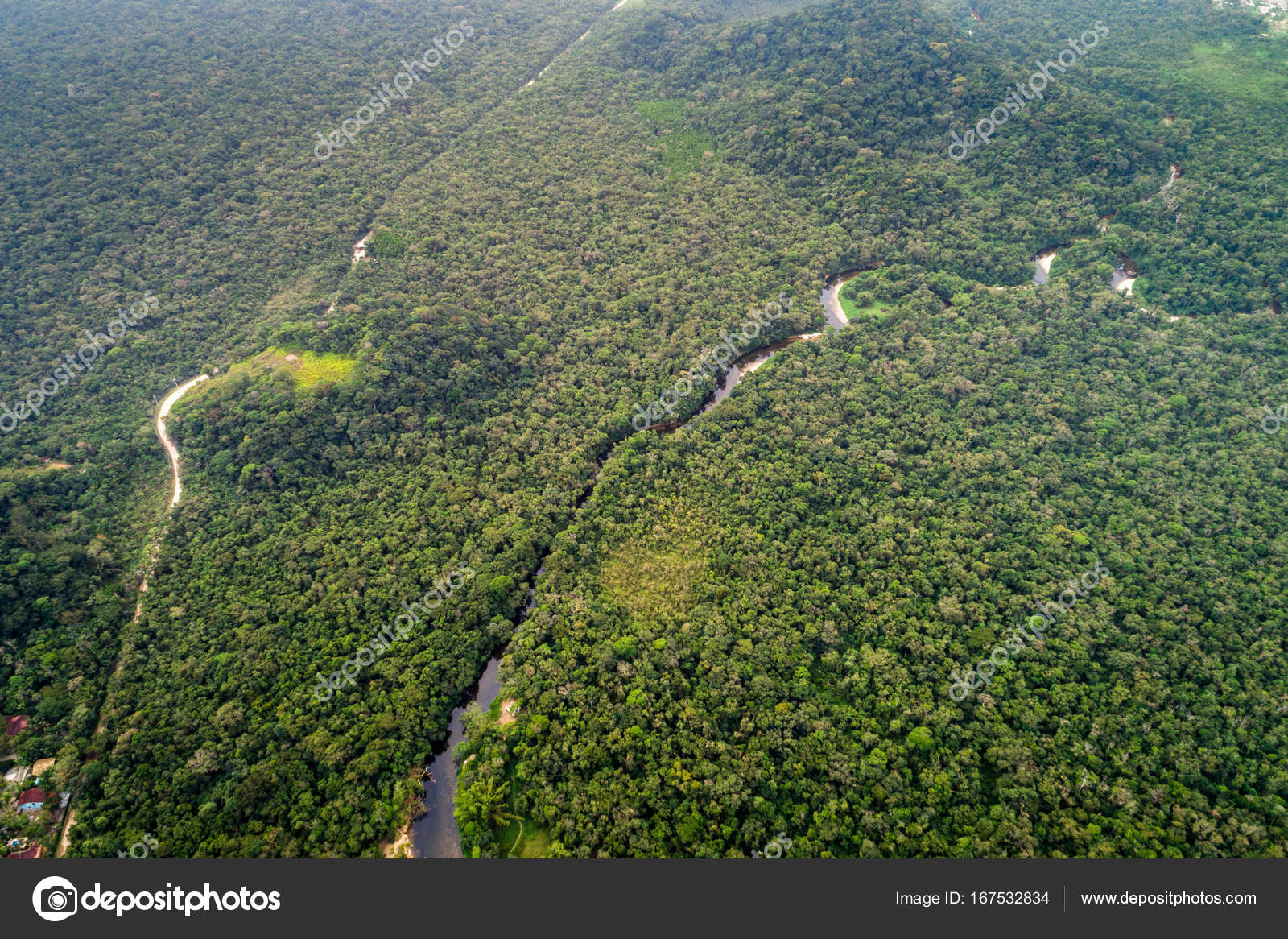 Vista aÃ©rea da floresta amazÃ´nica, AmÃ©rica do Sul â€” Fotografia de Stock