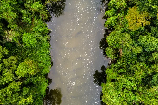 Pollution Eau dans le fleuve Amazone, Brésil — Photo