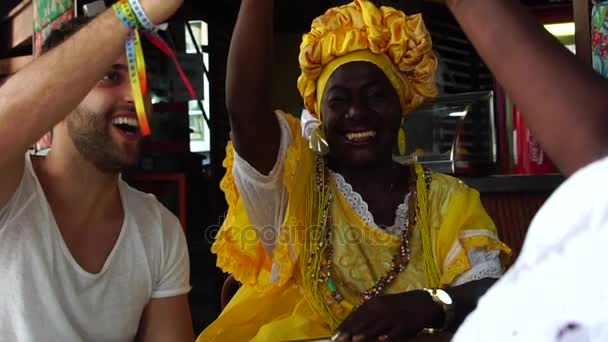 Baianas and Tourist toasting and cheering in Brazil — Stock Video