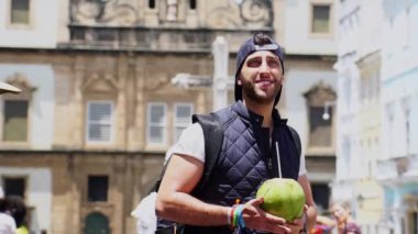 Pelourinho, Bahia, Salvador, Brezilya için Hindistan cevizi ile yürüme turizm