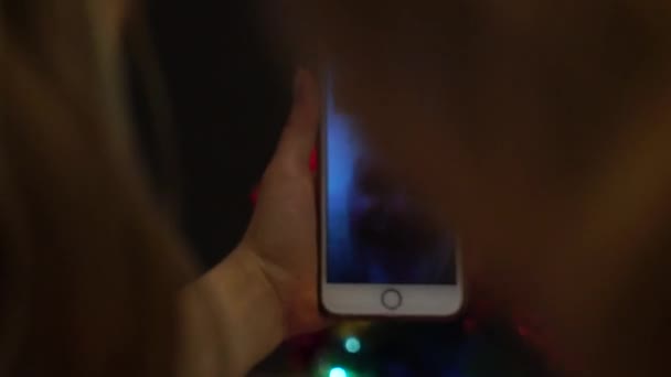 Família ter um bate-papo de vídeo no dia de Natal — Vídeo de Stock