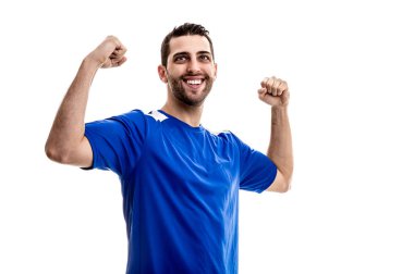 Beyaz arka plan üzerinde kutluyor fan