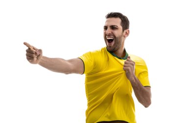 Brezilya fan beyaz arka plan üzerinde kutluyor