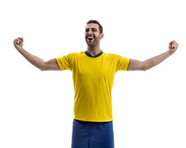 Brezilya fan beyaz arka plan üzerinde kutluyor