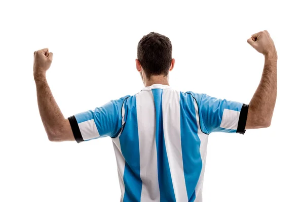 Beyaz Arka Plan Üzerinde Kutluyor Arjantin Fan — Stok fotoğraf