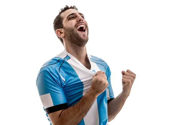 白い背景の上を祝うアルゼンチン ファン — ストック写真