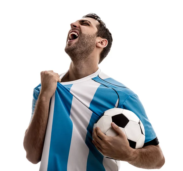 阿根廷球迷庆祝白色背景 — 图库照片
