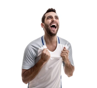 İngilizce fan beyaz arka plan üzerinde kutluyor