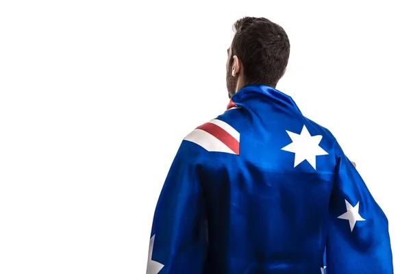 Australian Fan Celebrating White Background — Stock Photo, Image