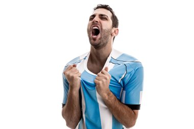 Beyaz arka plan üzerinde kutluyor Arjantin fan