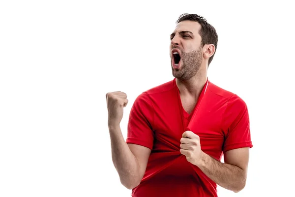 Fan Celebrating White Background — Stock Photo, Image