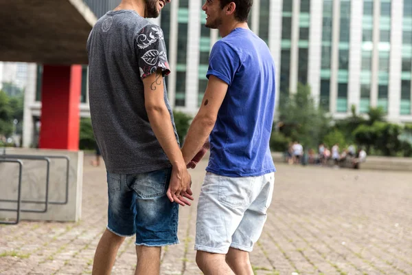 Pareja Gay Caminando Sosteniendo Las Manos — Foto de Stock