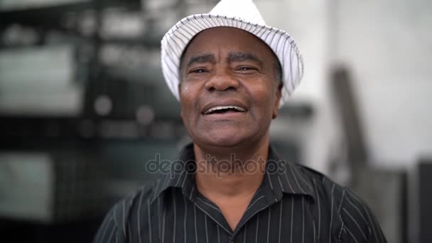 Brazilian Man Looking Camera — Stock Video