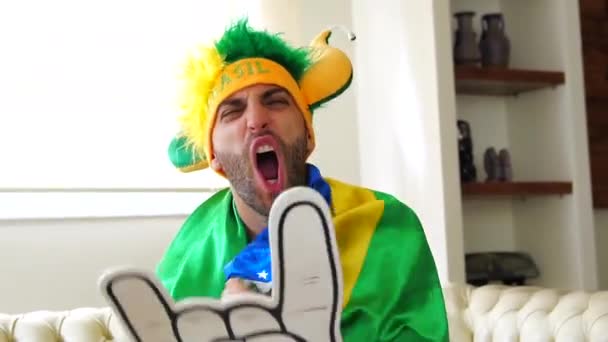 Brazil Fan Ünneplő Otthon — Stock videók