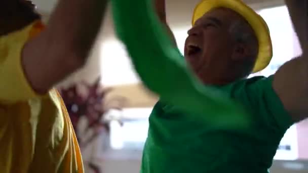 父と息子のブラジルの勝利を祝って — ストック動画