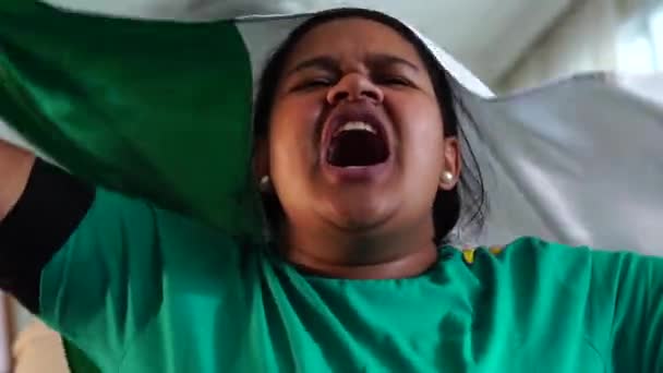 Mexican Woman Celebrating National Flag — Stock Video